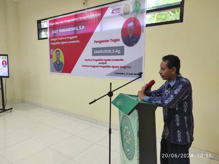 Read more about the article PENGANTAR ALIH TUGAS BAPAK SAMSUDIN S,Ag. PANITERA PENGADILAN AGAMA LARANTUKA MENJADI PANITERA PENGGANTI PENGADILAN AGAMA SANGATTA