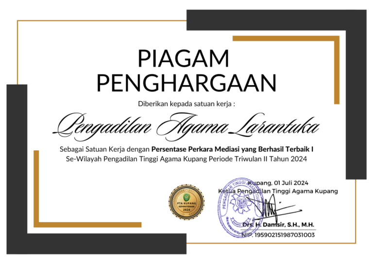 Read more about the article PENGADILAN AGAMA LARANTUKA RAIH 6 PENGHARGAAN PADA MONEV TRIWULAN II 2024 KEPANITERAAN SATKER SE-PTA KUPANG