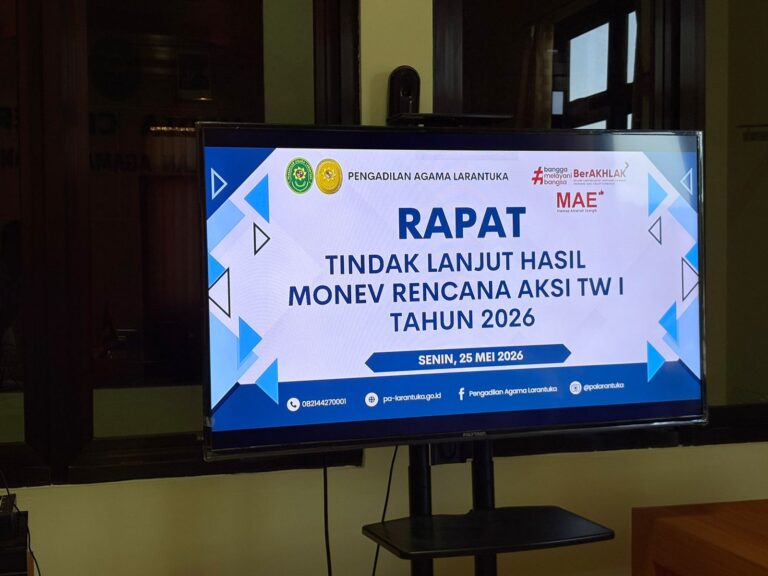 Read more about the article Pengadilan Agama Larantuka Gelar Rapat Tindak Lanjut Hasil Monitoring dan Evaluasi Rencana Aksi Triwulan I Tahun 2026