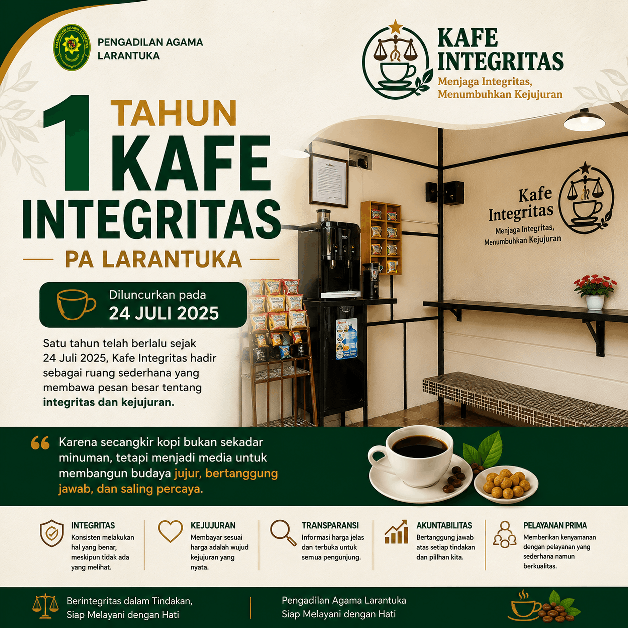 You are currently viewing Satu Tahun Kafe Integritas PA Larantuka: Menjaga Integritas, Menumbuhkan Kejujuran